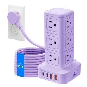 10FT Extension Cord with 12 AC Outlets 4 USB, Surge Protetctor Power Power Strip Tower, Outlet Extender, 20W Fast Charge Desk Accessories for Home Office Dorm 10FT Extension Cord with 12 AC Outlets 4 USB, Surge Protetctor Power Power Strip Tower, Outlet Extender, 20W Fast Charge Desk Accessories for Home Office Dorm