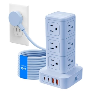 10FT Extension Cord with 12 AC Outlets 4 USB, Surge Protetctor Power Power Strip Tower, Outlet Extender, 20W Fast Charge Desk Accessories for Home Office Dorm 10FT Extension Cord with 12 AC Outlets 4 USB, Surge Protetctor Power Power Strip Tower, Outlet Extender, 20W Fast Charge Desk Accessories for Home Office Dorm