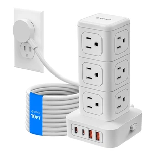 10FT Extension Cord with 12 AC Outlets 4 USB, Surge Protetctor Power Power Strip Tower, Outlet Extender, 20W Fast Charge Desk Accessories for Home Office Dorm 10FT Extension Cord with 12 AC Outlets 4 USB, Surge Protetctor Power Power Strip Tower, Outlet Extender, 20W Fast Charge Desk Accessories for Home Office Dorm