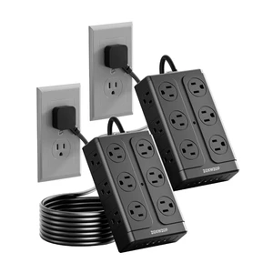 Surge Protector Power Strip 6FT Flat Plug 12 Outlets with 6 USB Ports 2 Pack 6FT Power Strip Flat Plug Extension Cord, 12 AC(1850W/15A/14AWG) &6 USB (2 USB C)Multiple Outlets,ETL Listed Surge Protector Power Strip 6FT Flat Plug 12 Outlets with 6 USB Ports 2 Pack 6FT Power Strip Flat Plug Extension Cord, 12 AC(1850W/15A/14AWG) &6 USB (2 USB C)Multiple Outlets,ETL Listed