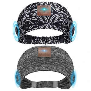 2-Pack Sleeping Headphones, Headband Headphones with Thin Speakers Wireless Bluetooth Headband for Running Sports Workouts Yoga Travel Meditation Gift for Men Women - Gray&Pattern Black 2-Pack Sleeping Headphones, Headband Headphones with Thin Speakers Wireless Bluetooth Headband for Running Sports Workouts Yoga Travel Meditation Gift for Men Women - Gray&Pattern Black