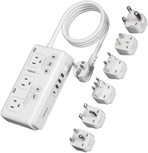 Voltage Converter US to Europe 220 to 110, Universal Travel Adapter 4 FT, 4 USB Ports (1 USB C), 3 AC and EU UK AU IT IN ZA Plug Power Adapter, Step Down Transformer Voltage Converter US to Europe 220 to 110, Universal Travel Adapter 4 FT, 4 USB Ports (1 USB C), 3 AC and EU UK AU IT IN ZA Plug Power Adapter, Step Down Transformer