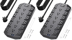 Power Strip Surge Protector,18 Outlets 15FT Flat Plug 1875W/15A (Pack of 2) Power Strip Surge Protector,18 Outlets 15FT Flat Plug 1875W/15A (Pack of 2)