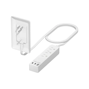 Outlet Extender with 3 Receptacles, 21W USB-A & 2 USB-C, Flat-Face ETL Listed, 3ft Cord, 1625W, Matte White, 3-Outlet Power Strip, Wall Plate Plug With Cord Extender, Premium Quality Outlet Extender with 3 Receptacles, 21W USB-A & 2 USB-C, Flat-Face ETL Listed, 3ft Cord, 1625W, Matte White, 3-Outlet Power Strip, Wall Plate Plug With Cord Extender, Premium Quality