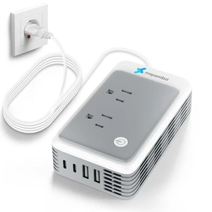 220V to 110V Voltage Converter US to Europe for Curling Iron and Hair Straighteners, Power Converter for European Travel Plug Adapter with 2 USB A & 2 USB C PortsGrey 220V to 110V Voltage Converter US to Europe for Curling Iron and Hair Straighteners, Power Converter for European Travel Plug Adapter with 2 USB A & 2 USB C PortsGrey