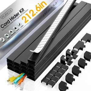 212.6in Cord Covers for 2-3 Wires on Wall, TV Cord Hider Wall, Easier Set-up Wire Hider Wire Covers for Cords on Wall, Paintable Cable Hider Raceway,Self-Adhesive Cable Cover, W0.95 H0.55in, Black 212.6in Cord Covers for 2-3 Wires on Wall, TV Cord Hider Wall, Easier Set-up Wire Hider Wire Covers for Cords on Wall, Paintable Cable Hider Raceway,Self-Adhesive Cable Cover, W0.95 H0.55in, Black