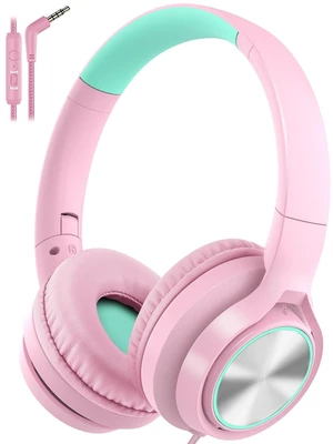 Kids Headphones with Microphone, Wired Over Ear Headsets with Limited Volume 85dB/ 94dB for Boys Girls Teens Children Online School/Travel/iPad/Tablet/Cellphone Pink Kids Headphones with Microphone, Wired Over Ear Headsets with Limited Volume 85dB/ 94dB for Boys Girls Teens Children Online School/Travel/iPad/Tablet/Cellphone Pink