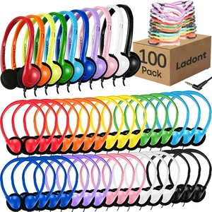 100 Pack Classroom Headphones Bulk for Students Kids Boys Girls Teens, Wholesale Wired Multi Color 3.5mm On Ear Headphones for Chromebook Laptop PC Computer 100 Pack Classroom Headphones Bulk for Students Kids Boys Girls Teens, Wholesale Wired Multi Color 3.5mm On Ear Headphones for Chromebook Laptop PC Computer