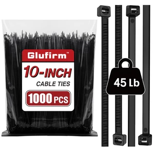 Zip Ties 10 inch (1000 Pack), Black Cable Ties, 45lb Tensile Strength, Wire Ties Zip Ties 10 inch (1000 Pack), Black Cable Ties, 45lb Tensile Strength, Wire Ties
