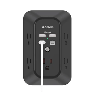 5-Outlet Extender Surge Protector, Multi Plug Wall Outlet with 4 USB Wall Charger(PD 20W), Plug Extension Outlet 1800J, Outlet Splitter Power Strip for Home Office Dorm Room Essentials, Black 5-Outlet Extender Surge Protector, Multi Plug Wall Outlet with 4 USB Wall Charger(PD 20W), Plug Extension Outlet 1800J, Outlet Splitter Power Strip for Home Office Dorm Room Essentials, Black