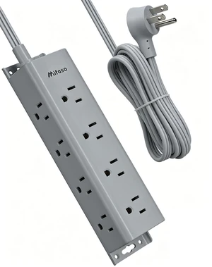 Surge Protector Power Strip, 12 Widely Spaced Multi Outlets, Wall Mount 3 Side Outlet Extender with Extension Cord, Flat Plug, Overload Protection, Home Office Dorm Room Essentials (10FT, Gray) Surge Protector Power Strip, 12 Widely Spaced Multi Outlets, Wall Mount 3 Side Outlet Extender with Extension Cord, Flat Plug, Overload Protection, Home Office Dorm Room Essentials (10FT, Gray)