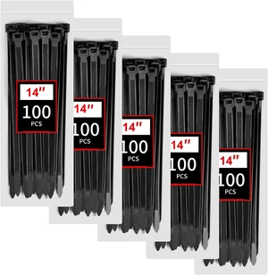14 Inch Black Zip Ties Heavy Duty 500 Pcs, 220 LBS Long Cable Ties UV Resistant Strong Cable Ties, Wire Ties, Self-Locking for Indoor Outdoor Cable Management 14 Inch Black Zip Ties Heavy Duty 500 Pcs, 220 LBS Long Cable Ties UV Resistant Strong Cable Ties, Wire Ties, Self-Locking for Indoor Outdoor Cable Management