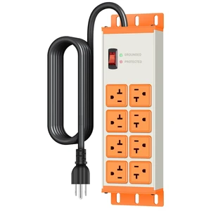 Heavy Duty Surge Protector, 12 Gauge Extension Cord, Grey, 10 FT Metal Wall Mount 8 Outlets Power Strip, High Amp Outlet Extender for Garage Industrial Shop, 4800J Heavy Duty Surge Protector, 12 Gauge Extension Cord, Grey, 10 FT Metal Wall Mount 8 Outlets Power Strip, High Amp Outlet Extender for Garage Industrial Shop, 4800J