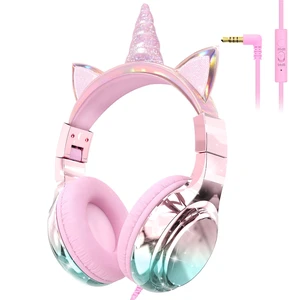 Kids Unicorn Headphones with Cord with Mic, 85/94dB Volume Limit sparkly foldable headset, sharing port, tangle-free cord, Kids Wired Headphones for school, tablet, travel, boys and girls Kids Unicorn Headphones with Cord with Mic, 85/94dB Volume Limit sparkly foldable headset, sharing port, tangle-free cord, Kids Wired Headphones for school, tablet, travel, boys and girls