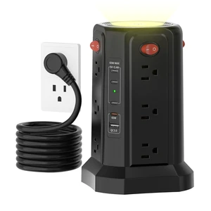 Tower Surge Protector Power Strip with PD 65W USB C Port Desktop Charging Station with 12 Widely Spaced Outlets 4 USB C 1 USB A Night Light,10FT Extension Cord for Home Office Dorm Tower Surge Protector Power Strip with PD 65W USB C Port Desktop Charging Station with 12 Widely Spaced Outlets 4 USB C 1 USB A Night Light,10FT Extension Cord for Home Office Dorm