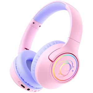 Kids Bluetooth Headphones, 85H Playtime for Toddler Girls, Pink with LED Over Ear Wireless Headphones for Kids, 85/94dB Safe Volume Limit, Bluetooth 5.4 Built-in Mic for iPad Tablet Airplane Travel Kids Bluetooth Headphones, 85H Playtime for Toddler Girls, Pink with LED Over Ear Wireless Headphones for Kids, 85/94dB Safe Volume Limit, Bluetooth 5.4 Built-in Mic for iPad Tablet Airplane Travel
