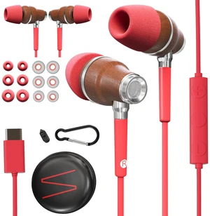 Premium Wooden Wired Earbuds with Microphone (USB C/Type C) Compatible with iPhone 17, 16, 15, Air / iPad Pro, Air, Mini, 10+ / MacBook / Galaxy S26 - S8, Pixel, and other USB-C devices Premium Wooden Wired Earbuds with Microphone (USB C/Type C) Compatible with iPhone 17, 16, 15, Air / iPad Pro, Air, Mini, 10+ / MacBook / Galaxy S26 - S8, Pixel, and other USB-C devices