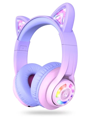 BTH13 Kids Bluetooth Headphones for Girls, LED Cat Ear Travel Gift SafeSound Tech, 50H Playtime, USB C Charging, AUX Cable, Stereo Sound, Kids Headphones Wireless with Mic for Tablet PC BTH13 Kids Bluetooth Headphones for Girls, LED Cat Ear Travel Gift SafeSound Tech, 50H Playtime, USB C Charging, AUX Cable, Stereo Sound, Kids Headphones Wireless with Mic for Tablet PC