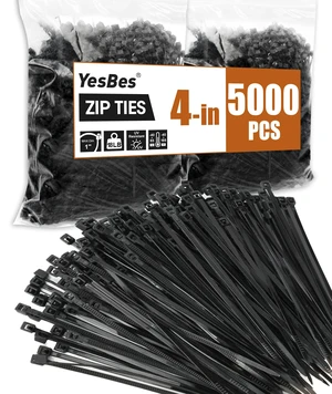 5000 PCS Zip Ties 4 Inch, Small Cable Ties with 18lbs Tensile Strength, Black Zip Ties for Indoor and Outdoor Use, Wire Ties, Black 5000 PCS Zip Ties 4 Inch, Small Cable Ties with 18lbs Tensile Strength, Black Zip Ties for Indoor and Outdoor Use, Wire Ties, Black