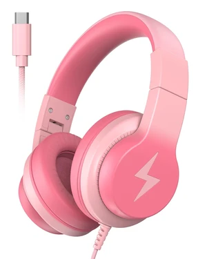 USB C Kids Headphones for School, Wired Over-Ear for Boys Girls 85dB Volume Limited, HD Stereo Sound, Adjustable Fit, Soft Cushions, Foldable Design for Travel, iPad, Tablets, Light Pink USB C Kids Headphones for School, Wired Over-Ear for Boys Girls 85dB Volume Limited, HD Stereo Sound, Adjustable Fit, Soft Cushions, Foldable Design for Travel, iPad, Tablets, Light Pink