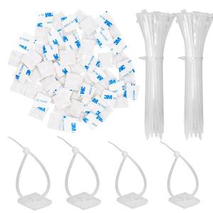 100 Pack 1.1 inch Zip Tie Adhesive Mounts Self Adhesive Cable Tie Base Holders with Multi-Purpose Tie wire clips with screw hole,Anchor stick on wire holder with 8 inch zip tiesWhite 100 Pack 1.1 inch Zip Tie Adhesive Mounts Self Adhesive Cable Tie Base Holders with Multi-Purpose Tie wire clips with screw hole,Anchor stick on wire holder with 8 inch zip tiesWhite