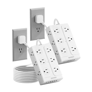 Surge Protector Power Strip 6FT Flat Plug 12 Outlets with 6 USB Ports 2 Pack 6FT Power Strip Flat Plug Extension Cord, 12 AC(1850W/15A/14AWG) &6 USB (2 USB C)Multiple Outlets,ETL Listed Surge Protector Power Strip 6FT Flat Plug 12 Outlets with 6 USB Ports 2 Pack 6FT Power Strip Flat Plug Extension Cord, 12 AC(1850W/15A/14AWG) &6 USB (2 USB C)Multiple Outlets,ETL Listed