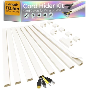 113.4in Cord Hider Kit, Cord Covers for 2-4 Wires on Wall, Self-Adhesive Cable Hider Wire Covers for Cords on Wall, Paintable Cord Hider for Walls Mount Tv, Cable Cover Raceway, W0.95 H0.55in, Beige 113.4in Cord Hider Kit, Cord Covers for 2-4 Wires on Wall, Self-Adhesive Cable Hider Wire Covers for Cords on Wall, Paintable Cord Hider for Walls Mount Tv, Cable Cover Raceway, W0.95 H0.55in, Beige