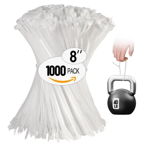 White Zip Ties 8 Inch 1000 Pack Clear Tensile Strength 40 lbs UV Resistant Industrial Cable Ties Self Locking Zipties Wire Ties Wrap Indoor Outdoor Use for Fence Garage Camping White Zip Ties 8 Inch 1000 Pack Clear Tensile Strength 40 lbs UV Resistant Industrial Cable Ties Self Locking Zipties Wire Ties Wrap Indoor Outdoor Use for Fence Garage Camping