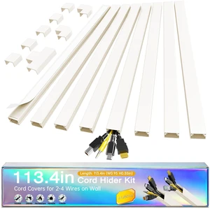 Cord Hider Kit, 113.4in Cord Covers for 2-4 Wires on Wall, Self-Adhesive Cable Hider Wire Covers for Cords on Wall, Paintable Cable Cover Raceway, Cord Hider for Walls Mount Tv, W0.95 H0.55in, Beige Cord Hider Kit, 113.4in Cord Covers for 2-4 Wires on Wall, Self-Adhesive Cable Hider Wire Covers for Cords on Wall, Paintable Cable Cover Raceway, Cord Hider for Walls Mount Tv, W0.95 H0.55in, Beige