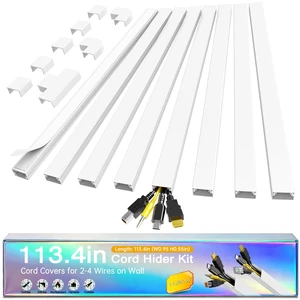 Cord Hider Kit, 113.4in Cord Covers for 2-4 Wires on Wall, Self-Adhesive Cable Hider Wire Covers for Cords on Wall, Paintable Cable Cover Raceway, Cord Hider for Walls Mount Tv, W0.95 H0.55in, White Cord Hider Kit, 113.4in Cord Covers for 2-4 Wires on Wall, Self-Adhesive Cable Hider Wire Covers for Cords on Wall, Paintable Cable Cover Raceway, Cord Hider for Walls Mount Tv, W0.95 H0.55in, White