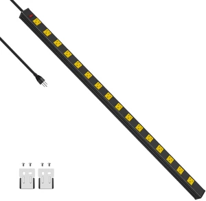 Long Metal 16 Outlet Wide Spaced Power Strip, Yellow, 10 FT Cord Heavy Duty Wall Mount Outlets for Garage Industrial Workshop, ETL Listed, 15A, 125V, 1875W Long Metal 16 Outlet Wide Spaced Power Strip, Yellow, 10 FT Cord Heavy Duty Wall Mount Outlets for Garage Industrial Workshop, ETL Listed, 15A, 125V, 1875W