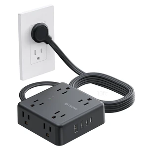 Surge Protector Power Strip, 10FT Flat Plug Extension Cord, Black 8 Outlets & 4 USB Ports(3 USB C), 1625W, 1440J, Wall Mount Outlet Extender for Home Office Dorm Room Essentials Surge Protector Power Strip, 10FT Flat Plug Extension Cord, Black 8 Outlets & 4 USB Ports(3 USB C), 1625W, 1440J, Wall Mount Outlet Extender for Home Office Dorm Room Essentials