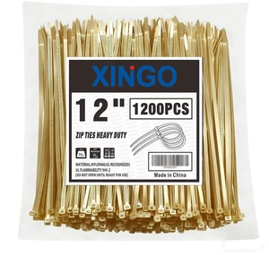 12 Inch Gold Zip Ties 1200 PCS, 75 LBS Tensile Strength, UV Resistant Cable Ties, Premium Self-locking Plastic Ties for Indoor and Outdoor Use 12 Inch Gold Zip Ties 1200 PCS, 75 LBS Tensile Strength, UV Resistant Cable Ties, Premium Self-locking Plastic Ties for Indoor and Outdoor Use