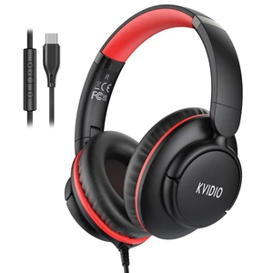 USB C Wired Headphones for School with Mic, Volume Control, Black Red Over Ear Foldable Corded Headphone for Teens Classroom Travel Airplane, 4.9ft Tangle-Free Cord for Phone Tablet Laptop PC USB C Wired Headphones for School with Mic, Volume Control, Black Red Over Ear Foldable Corded Headphone for Teens Classroom Travel Airplane, 4.9ft Tangle-Free Cord for Phone Tablet Laptop PC