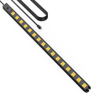 16 Outlet Long Power Strip, 12 Gauge Extension Cord. Yellow, 10FT. Heavy Duty, Surge Protector, High Amp, Wide Spaced Multiple Outlets for Home, Office, Garage, Workshop, ETL Listed 16 Outlet Long Power Strip, 12 Gauge Extension Cord. Yellow, 10FT. Heavy Duty, Surge Protector, High Amp, Wide Spaced Multiple Outlets for Home, Office, Garage, Workshop, ETL Listed