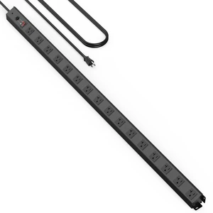 16 Outlet Long Power Strip, 12 Gauge Extension Cord. Black, 6FT. Heavy Duty, Surge Protector, High Amp, Wide Spaced Multiple Outlets for Home, Office, Garage, Workshop, ETL Listed 16 Outlet Long Power Strip, 12 Gauge Extension Cord. Black, 6FT. Heavy Duty, Surge Protector, High Amp, Wide Spaced Multiple Outlets for Home, Office, Garage, Workshop, ETL Listed