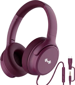 Wired Over-Ear Headphones, Mic, 3.5mm Plug, USB-C Adapter, Red Foldable, adjustable headphones with soft cushions, inline mic, 3.5mm plug, and USB-C adapter for laptop, phone, and travel Wired Over-Ear Headphones, Mic, 3.5mm Plug, USB-C Adapter, Red Foldable, adjustable headphones with soft cushions, inline mic, 3.5mm plug, and USB-C adapter for laptop, phone, and travel