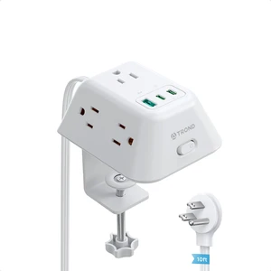 Desk Clamp Power Strip, Desk Outlets with 2 USB C PD 20W Ports Desktop Charging Station with 5 AC Outlets, Fit 1.97in Tabletop Edge Thick, Extension Cord 10ft for Home Office Dorm, White Desk Clamp Power Strip, Desk Outlets with 2 USB C PD 20W Ports Desktop Charging Station with 5 AC Outlets, Fit 1.97in Tabletop Edge Thick, Extension Cord 10ft for Home Office Dorm, White