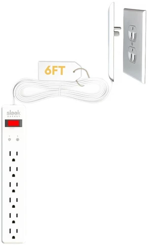 Original & Patented Ultra-Thin Outlet Concealer with Cord Concealer Kit, Flat Extension Cord with Multi Outlets Surge Protector Power Strip, Ideal for Home Office and Home Theater Original & Patented Ultra-Thin Outlet Concealer with Cord Concealer Kit, Flat Extension Cord with Multi Outlets Surge Protector Power Strip, Ideal for Home Office and Home Theater