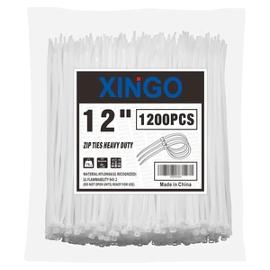 12 Inch White Zip Ties 1200 PCS, 75 LBS Ultra Strong Tensile Strength, UV Resistant Cable Ties, Self-locking Plastic Ties for Indoor and Outdoor Use 12 Inch White Zip Ties 1200 PCS, 75 LBS Ultra Strong Tensile Strength, UV Resistant Cable Ties, Self-locking Plastic Ties for Indoor and Outdoor Use