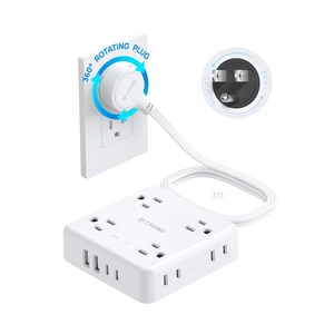 360° Rotating Flat Plug Power Strip 3ft, 8 AC & 4 USB (2U2C), White Flat Extension Cord 1625W, 1440J Surge Protector with USB Ports, Wall Mountable, for Home Office Dorm Room Essentials 360° Rotating Flat Plug Power Strip 3ft, 8 AC & 4 USB (2U2C), White Flat Extension Cord 1625W, 1440J Surge Protector with USB Ports, Wall Mountable, for Home Office Dorm Room Essentials