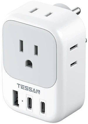 Type D Travel Adapter, US to India Plug 4 Outlets, 3 USB Ports (2 USB-C), Compatible with Nepal Maldives Pakistan Bangladesh Sri Lanka Bhutan Yemen Type D Travel Adapter, US to India Plug 4 Outlets, 3 USB Ports (2 USB-C), Compatible with Nepal Maldives Pakistan Bangladesh Sri Lanka Bhutan Yemen