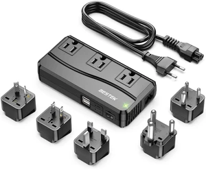 300W Power Converter 3-Outlet and 4-Port USB Travel Voltage Transformer 220V to 110V with Type G/D/M/AU/US Travel Plug Adapters 300W Power Converter 3-Outlet and 4-Port USB Travel Voltage Transformer 220V to 110V with Type G/D/M/AU/US Travel Plug Adapters