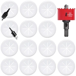 14 Pack TV Wire Hider for Wall, 1.97 Inch (50mm Hole) Cord Hider in Wall Cable Management Kit, Includes 14 Pass Throughs and 1 Hole Saw Drill Attachment Easy to Install 14 Pack TV Wire Hider for Wall, 1.97 Inch (50mm Hole) Cord Hider in Wall Cable Management Kit, Includes 14 Pass Throughs and 1 Hole Saw Drill Attachment Easy to Install
