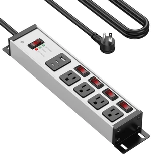 Heavy Duty Surge Protector, 12 Gauge, USB Ports. Grey, 10FT, 1 20 Amp Individual Switches, Outdoor Extension Cord, Wall Flat Plug Extender, Grounding, Appliance, Garage Metal Power Strip Heavy Duty Surge Protector, 12 Gauge, USB Ports. Grey, 10FT, 1 20 Amp Individual Switches, Outdoor Extension Cord, Wall Flat Plug Extender, Grounding, Appliance, Garage Metal Power Strip