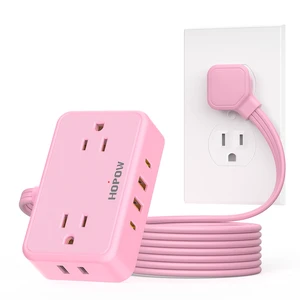 Pink Extension Cord, 6 FT Flat Plug Power Strip, 4AC&2A2C, 1625W/13A Pink Power Strip, 0.33in Ultra Thin Plug, 1.62in Wide Spaced, No Surge Protector for Cruise Ship, Travel, Room Pink Extension Cord, 6 FT Flat Plug Power Strip, 4AC&2A2C, 1625W/13A Pink Power Strip, 0.33in Ultra Thin Plug, 1.62in Wide Spaced, No Surge Protector for Cruise Ship, Travel, Room