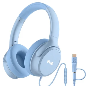 Wired Over-Ear Headphones, Mic, 3.5mm Plug, USB-C Adapter, Blue Foldable, adjustable headphones with soft cushions, inline mic, 3.5mm plug, and USB-C adapter for laptop, phone, and travel Wired Over-Ear Headphones, Mic, 3.5mm Plug, USB-C Adapter, Blue Foldable, adjustable headphones with soft cushions, inline mic, 3.5mm plug, and USB-C adapter for laptop, phone, and travel