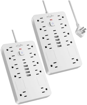 6 FT Surge Protector Power Strip Extension Cord with 10 Outlets & 6 USB 2 Pack 6 Feet Extension Cord Power Strip with 10 Outlets&6 USB Ports (2 USB C),1850J Surge Protection ETL 6 FT Surge Protector Power Strip Extension Cord with 10 Outlets & 6 USB 2 Pack 6 Feet Extension Cord Power Strip with 10 Outlets&6 USB Ports (2 USB C),1850J Surge Protection ETL