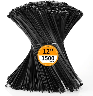 Cable Zip Ties 12 inch 1500 Pack Plastic Black Zip Ties 50lbs Zipties Heavy Duty Zip Ties for Outdoor and Indoor Multi-Purpose Cable Ties Self-Locking UV Resistant Wire Ties Wraps Cable Zip Ties 12 inch 1500 Pack Plastic Black Zip Ties 50lbs Zipties Heavy Duty Zip Ties for Outdoor and Indoor Multi-Purpose Cable Ties Self-Locking UV Resistant Wire Ties Wraps