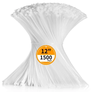 Clear Cable Zip Ties 12 Inch 1500 Pack Plastic White Zip Ties 50lbs Zipties Heavy Duty Zip Ties for Outdoor and Indoor Multi-Purpose Cable Ties Self-Locking UV Resistant Wire Ties Wraps Clear Cable Zip Ties 12 Inch 1500 Pack Plastic White Zip Ties 50lbs Zipties Heavy Duty Zip Ties for Outdoor and Indoor Multi-Purpose Cable Ties Self-Locking UV Resistant Wire Ties Wraps
